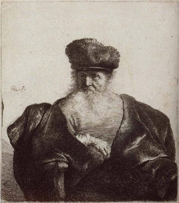 REMBRANDT Harmenszoon van Rijn Old Man with Beard,Fur Cap and Velvet Cloak Germany oil painting art
